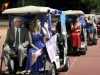 Kaja Sondergaard with her father, Roger Sondergaard, waves to the crowd as they arrive for Crescenta Valley High School Home Coming Court. (Photo by Ed Hamilton / oct26, 2012)