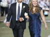 Scott McCreary walks his daughter, Joy McCreary, towards the homecoming court during the Crescenta Valley High School Home Coming Game. (Photo by Ed Hamilton / oct26, 2012)