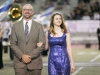 Roger Sondergaard, walks his daughter, Kaja Sondergaard, towards the homecoming court during the Crescenta Valley High School Home Coming Game. (Photo by Ed Hamilton / oct26, 2012)