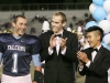 Porter Hansen, with Elliot Wilson and Stefan Kim, is surprised as he hears that he has been named king of the court at the Crescenta Valley High School Home Coming game. (Photo by Ed Hamilton / oct26, 2012)
